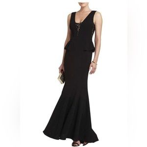BCBGMaxAzria Silvia Sleeveless Peplum Long Dress